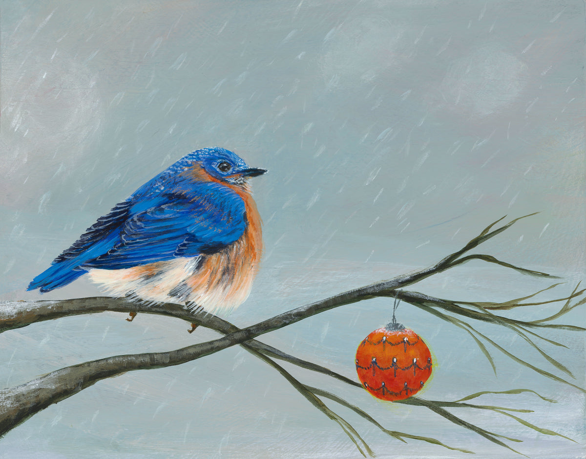 Christmas Bluebird, greeting card